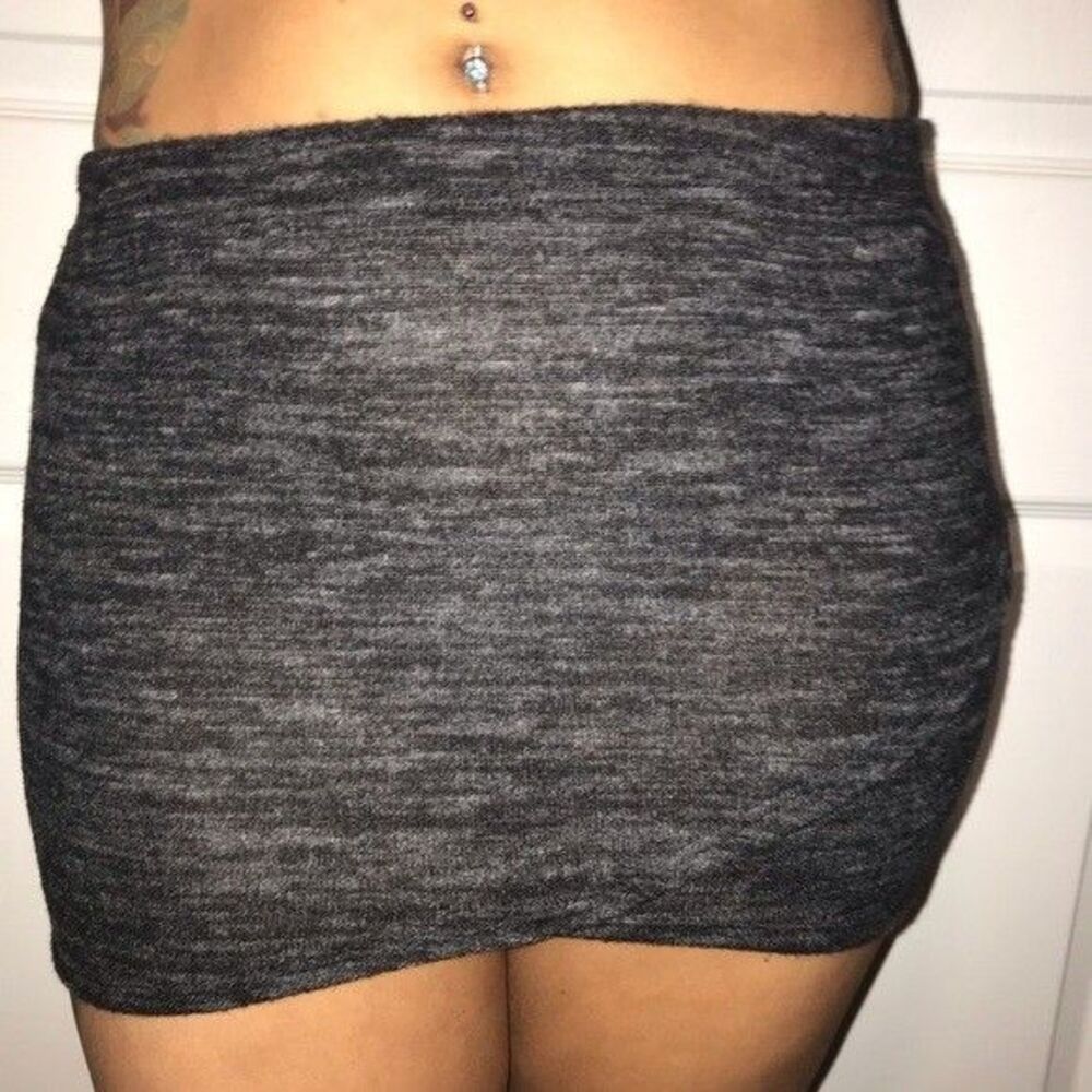 NWT Seduction Small Solid Plain Dark‎ Gray Thin Mini Skirt Womens